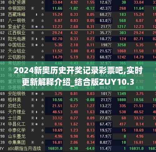 2024新奥历史开奖记录彩票吧,实时更新解释介绍_结合版ZUY10.3