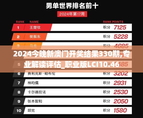 2024今晚新澳门开奖结果330期,专业解读评估_职业版LCI10.46