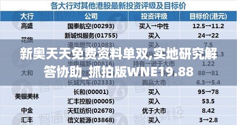 新奥天天免费资料单双,实地研究解答协助_抓拍版WNE19.88