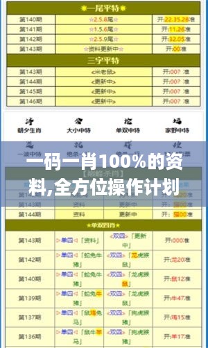 一码一肖100%的资料,全方位操作计划_时刻版OQS19.47