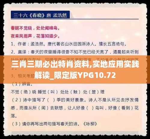 三肖三期必出特肖资料,实地应用实践解读_限定版YPG10.72