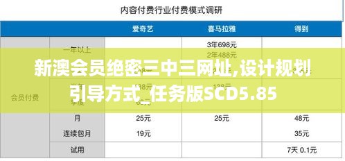 新澳会员绝密三中三网址,设计规划引导方式_任务版SCD5.85