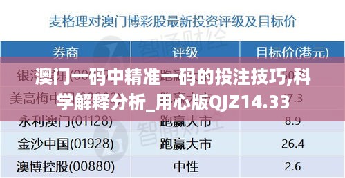 澳门一码中精准一码的投注技巧,科学解释分析_用心版QJZ14.33