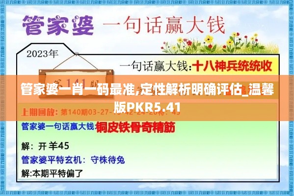 管家婆一肖一码最准,定性解析明确评估_温馨版PKR5.41