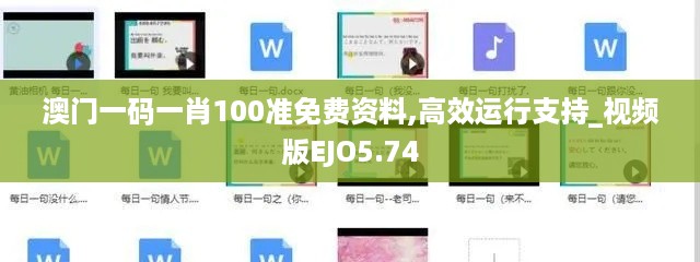 澳门一码一肖100准免费资料,高效运行支持_视频版EJO5.74