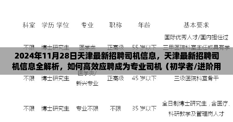 天津最新司机招聘解析，高效应聘指南，从初学者到进阶用户的全方位指导（2024年11月28日）