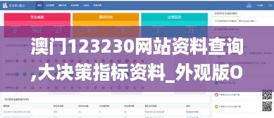 澳门123230网站资料查询,大决策指标资料_外观版OTV4.97