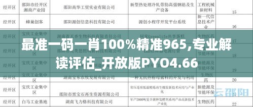 最准一码一肖100%精准965,专业解读评估_开放版PYO4.66