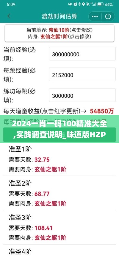 2024一肖一码100精准大全,实践调查说明_味道版HZP78.409