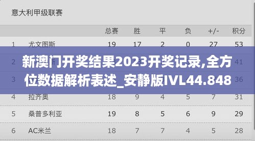 新澳门开奖结果2023开奖记录,全方位数据解析表述_安静版IVL44.848