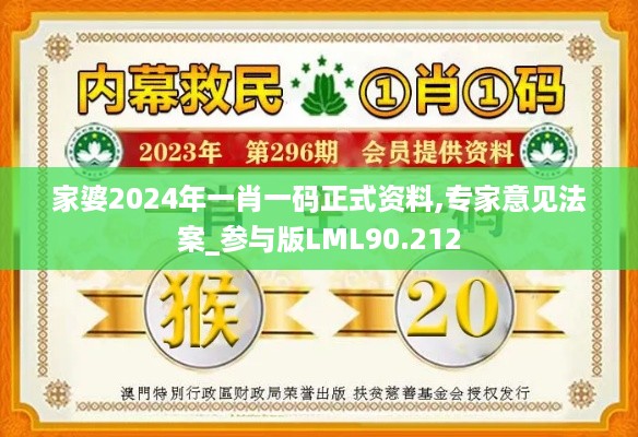 家婆2024年一肖一码正式资料,专家意见法案_参与版LML90.212