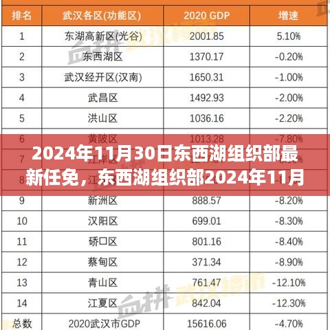 东西湖组织部新任领导者揭晓，重塑未来篇章的领导者，2024年11月30日最新任免纪实