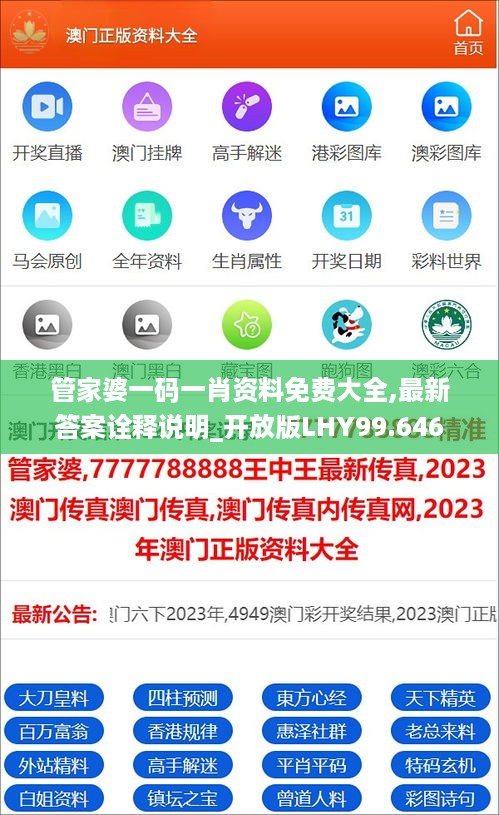 管家婆一码一肖资料免费大全,最新答案诠释说明_开放版LHY99.646