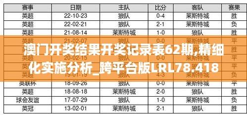 澳门开奖结果开奖记录表62期,精细化实施分析_跨平台版LRL78.418