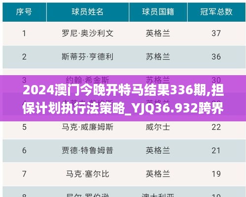 2024澳门今晚开特马结果336期,担保计划执行法策略_YJQ36.932跨界版