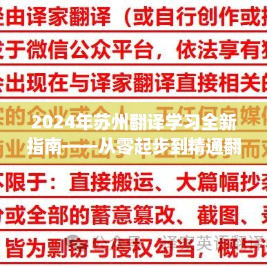 从零起步到精通翻译技能，苏州翻译学习全新指南（2024版）