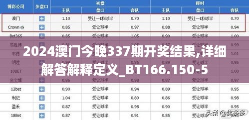 2024澳门今晚337期开奖结果,详细解答解释定义_BT166.150-5