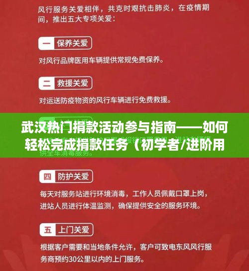 武汉热门捐款活动参与指南，轻松完成捐款任务，适用于初学者与进阶用户