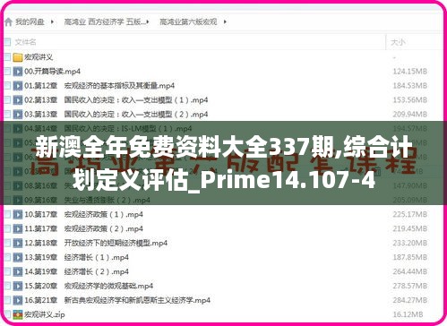 新澳全年免费资料大全337期,综合计划定义评估_Prime14.107-4