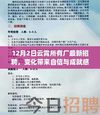 云霄最新招聘启航，变化中的自信与成就感，新征程职业之门开启