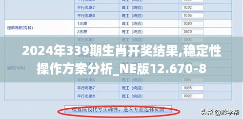 2024年339期生肖开奖结果,稳定性操作方案分析_NE版12.670-8