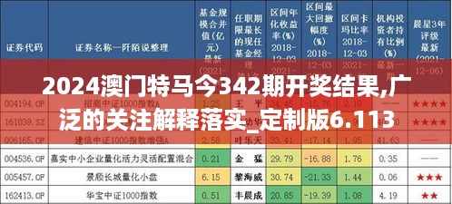 2024澳门特马今342期开奖结果,广泛的关注解释落实_定制版6.113