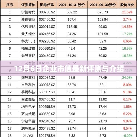 12月6日企业市值评测与介绍概览