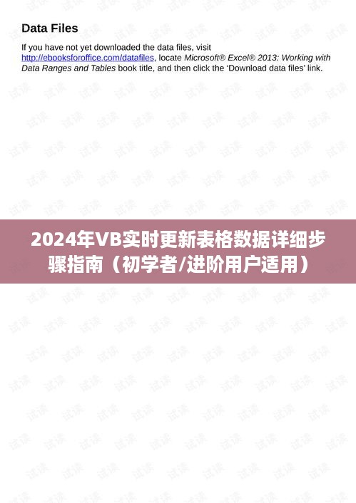 2024年VB实时更新表格数据新手进阶指南，详细步骤解析