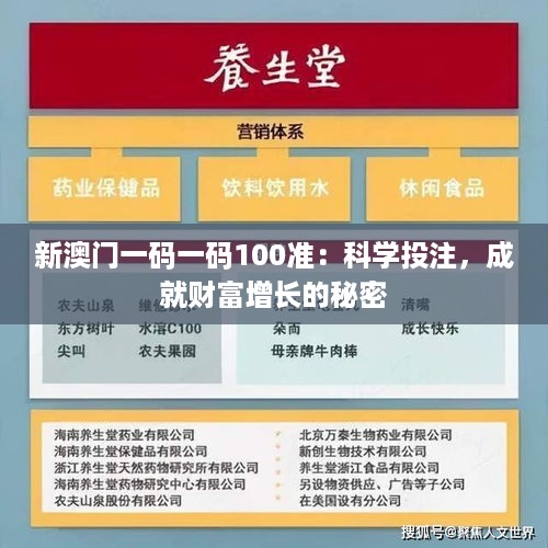 新澳门一码一码100准：科学投注，成就财富增长的秘密