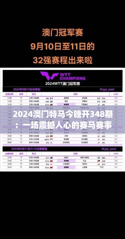 2024澳门特马今晚开348期：一场震撼人心的赛马赛事