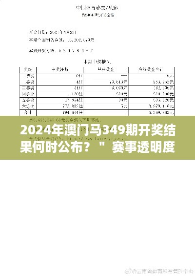 2024年澳门马349期开奖结果何时公布？＂ 赛事透明度的体现