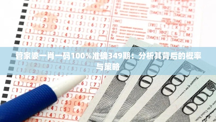 管家婆一肖一码100%准确349期：分析其背后的概率与策略