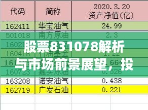 股票831078解析与市场前景展望，投资必备指南！