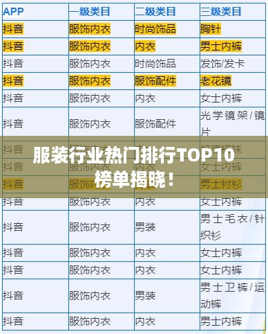 服装行业热门排行TOP10榜单揭晓！