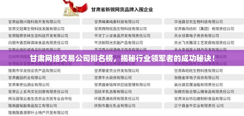 甘肃网络交易公司排名榜，揭秘行业领军者的成功秘诀！