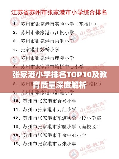 张家港小学排名TOP10及教育质量深度解析