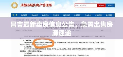 昌吉最新卖房信息公告，急需出售房源速递