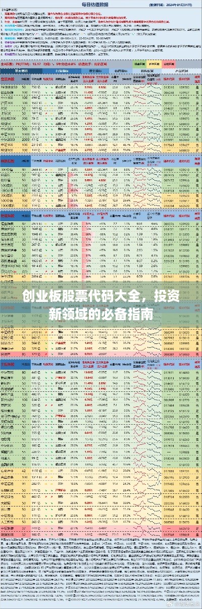 创业板股票代码大全，投资新领域的必备指南