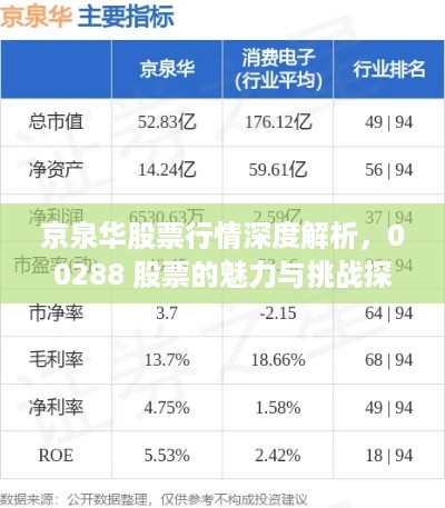 京泉华股票行情深度解析，00288 股票的魅力与挑战探究