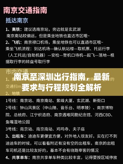 南京至深圳出行指南，最新要求与行程规划全解析