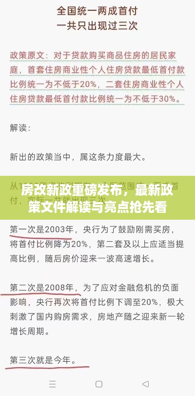 房改新政重磅发布，最新政策文件解读与亮点抢先看