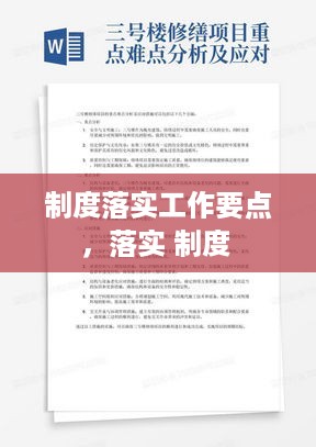 制度落实工作要点，落实 制度 